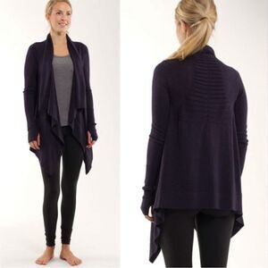 Lululemon Women’s Live Healthy Knit Wrap‎ Deep Purple Cardigan Sweater Size 2-4